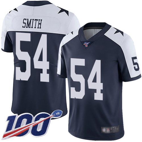 Men Dallas Cowboys Limited Navy Blue Jaylon Smith Alternate #54 100th Season Vapor Untouchable Throwback NFL Jersey